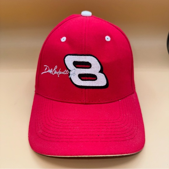 Dale Earnhardt Jr. NASCAR Red Baseball Cap Number 8 Embroidered Signature, EUC‎ - Picture 2 of 9